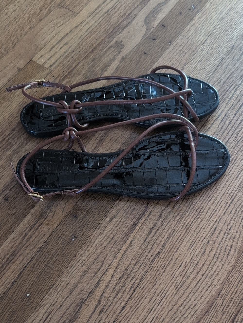 SCHUTZ MALATA FLAT Black Brown Sandal